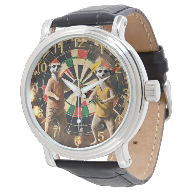 Funny Meerkat Darts Superstars Armbandsur (Vinklad)