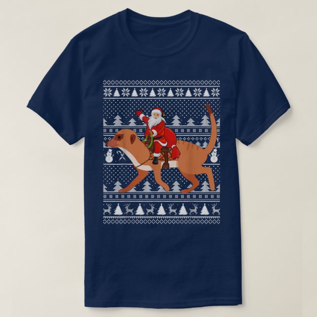 Funny Meerkat Lover Santa Riding Meerkat Ugly Chri T Shirt (Design framsida)