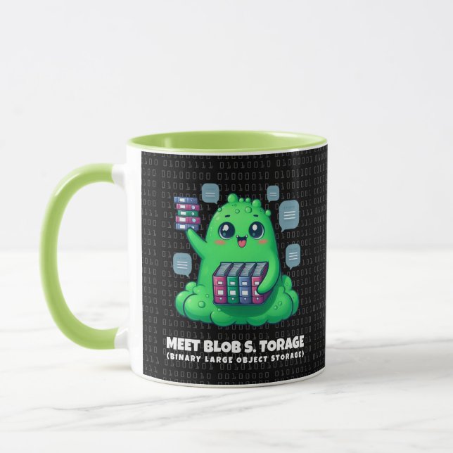 Funny Meet Blob S. Torage Binary Background Mugg (Vänster)