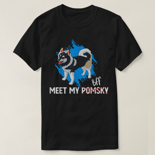 Funny Meet My BFF Pomsky Pet Hundägare T Shirt (Design framsida)