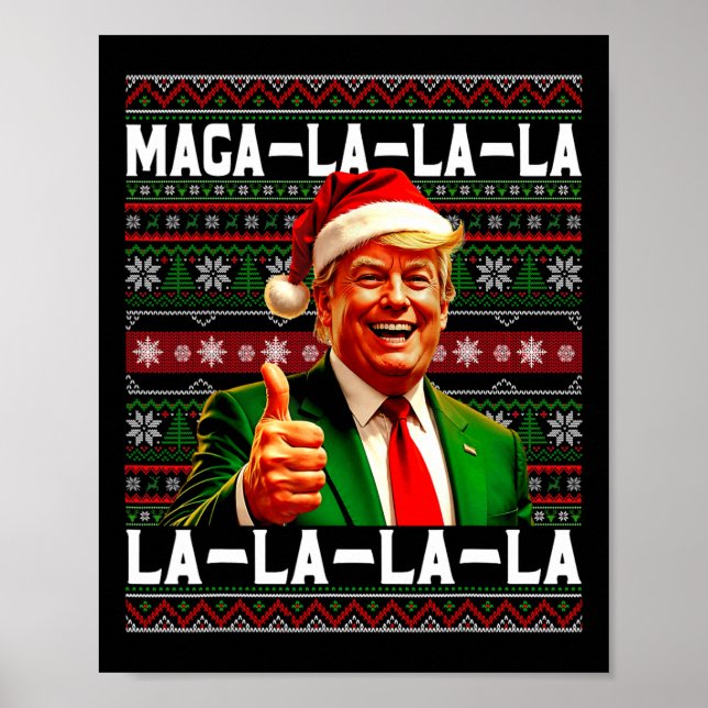 Funny Mega-la-la-Trump Santa Hat Ugly jul Poster (Framsidan)