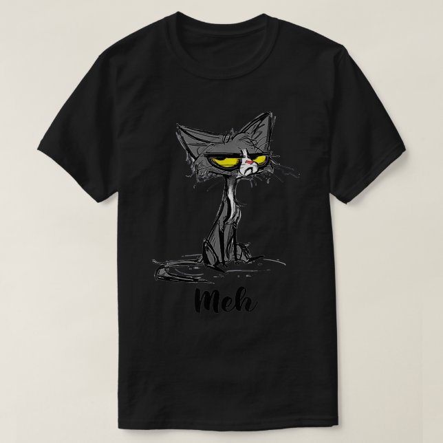 Funny Meh Cat för Cat Lovers T Shirt (Design framsida)