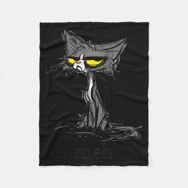 Funny Meh Cat Gift For Cat Lovers  Fleecefilt (Framsidan)