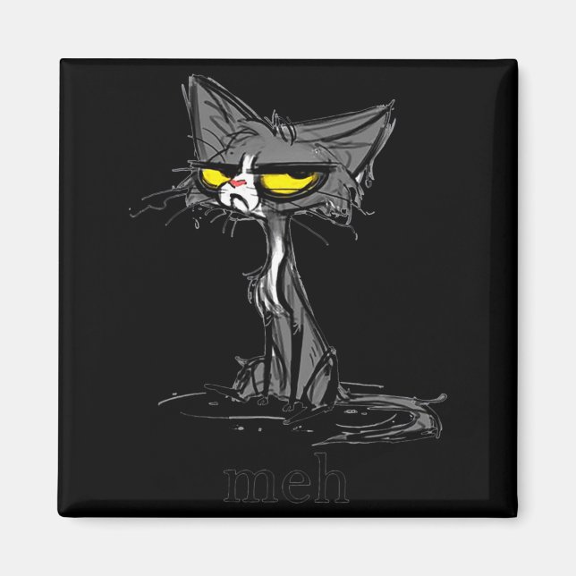 Funny Meh Cat Gift For Cat Lovers  Magnet (Framsidan)