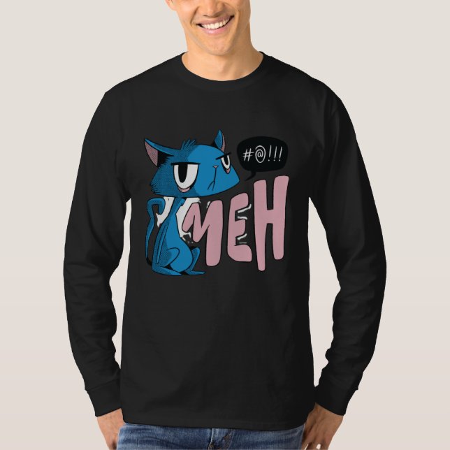 Funny Meh Cat Gift for Cat Lovers T Shirt (Framsida)