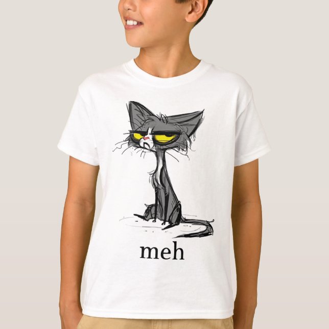 Funny Meh Cat Gift för Cat Lovers T Shirt (Framsida)