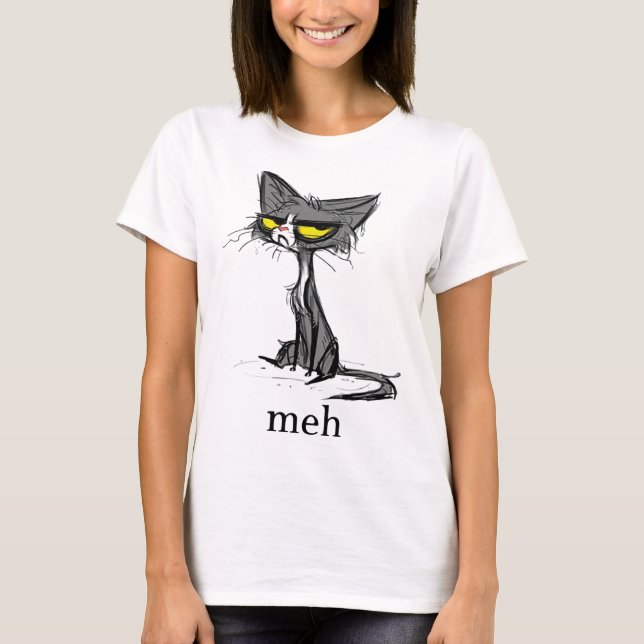 Funny Meh Cat Gift för Cat Lovers T Shirt (Framsida)