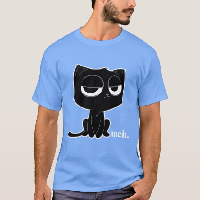 Funny Meh Cat Oimponated Cat boy T Shirt (Framsida)