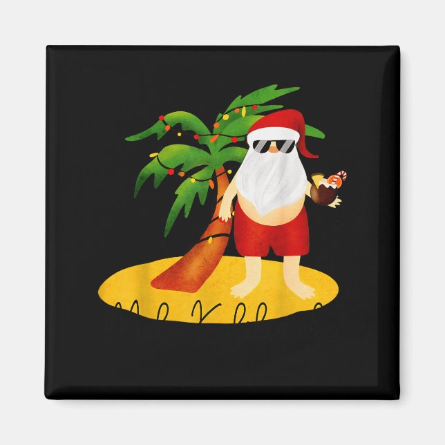 Funny Mele Kalikimaka Aloha jul Hawaiian San Magnet (Framsidan)