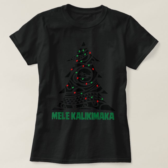 Funny Mele Kalikimaka Hawaii Julafton Träd Hawaiia T Shirt (Design framsida)
