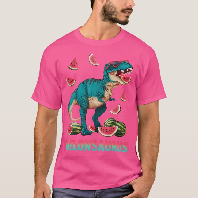 Funny Melonsaurus Watermelon Dinosaur T Rex Summer Shirt (Framsida)