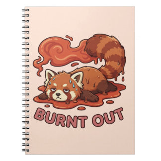 Funny Melting Red Panda Burnt Out Sticker | Cute Anteckningsbok