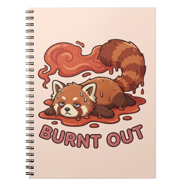 Funny Melting Red Panda Burnt Out Sticker | Cute  Anteckningsbok (Framsidan)