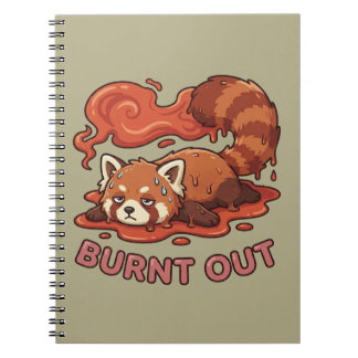 Funny Melting Red Panda Burnt Out Sticker | Cute Anteckningsbok