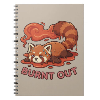 Funny Melting Red Panda Burnt Out Sticker | Cute Anteckningsbok