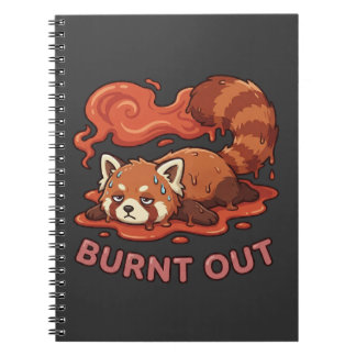 Funny Melting Red Panda Burnt Out Sticker | Cute Anteckningsbok