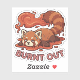 Funny Melting Red Panda Burnt Out Sticker | Cute  Klistermärken