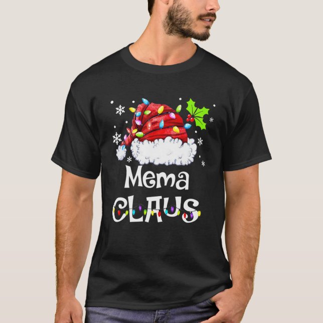 Funny Mema Claus jul Pajamas Santa T Shirt (Framsida)