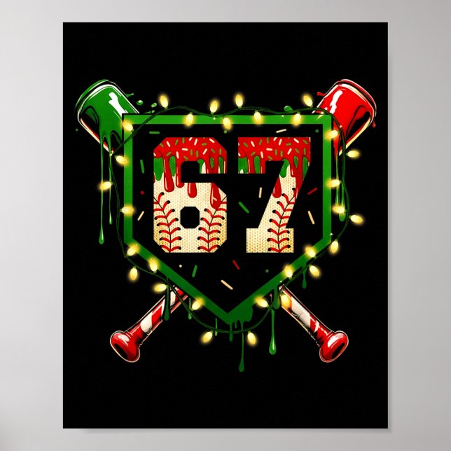 Funny Meme 67 Christmas Baseball Ice Cream Men Boy Poster (Framsidan)