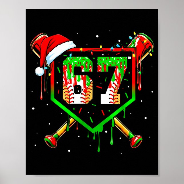 Funny Meme 67 Christmas Baseball Ice Cream Men Boy Poster (Framsidan)