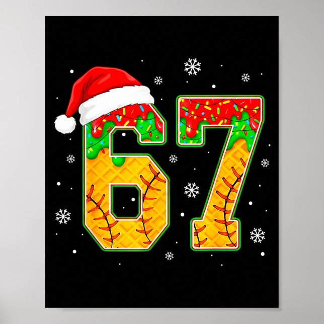 Funny Meme 67 Christmas Baseball Ice Cream Men Boy Poster (Framsidan)