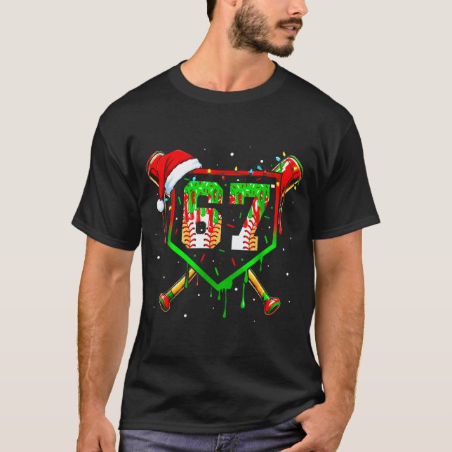Funny Meme 67 Christmas Baseball Ice Cream Men Boy T Shirt (Framsida)