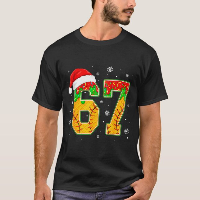 Funny Meme 67 Christmas Baseball Ice Cream Men Boy T Shirt (Framsida)