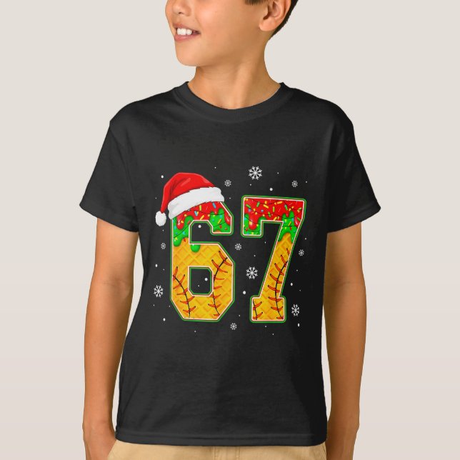 Funny Meme 67 Christmas Baseball Ice Cream Men Boy T Shirt (Framsida)