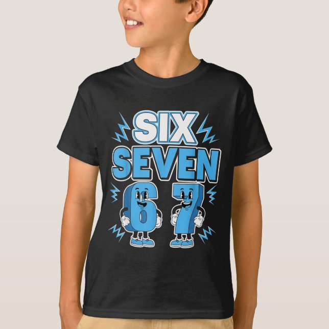 Funny Meme 67 Six Seven 6 7 Italian Brainrot Boys  T Shirt (Framsida)