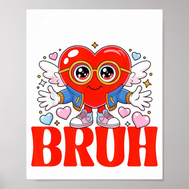 Funny Meme 67 Six Seven Bruh Valentine Heart Women Poster (Framsidan)