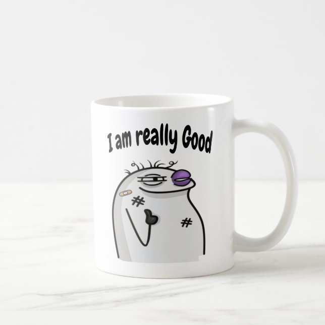 Funny Meme Character – Cool Expression Sticker Kaffemugg (Höger)