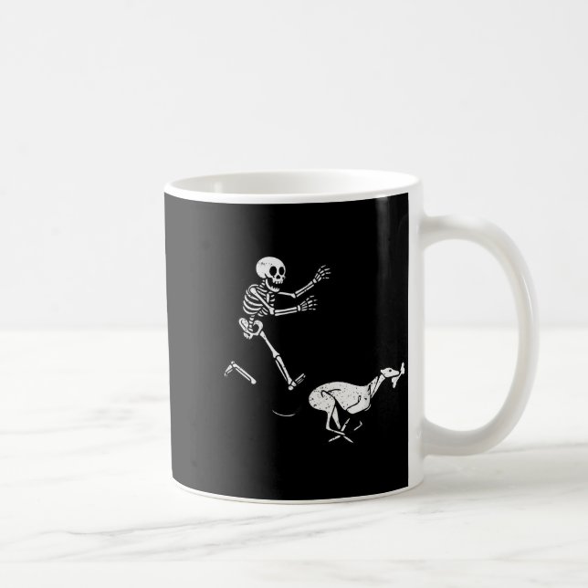Funny Meme Greyhound Running Skeleton Halloween  Kaffemugg (Höger)