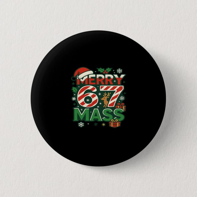 Funny Meme Merry 67 M Candy Cane Christmas Numbers Knapp (Framsida)