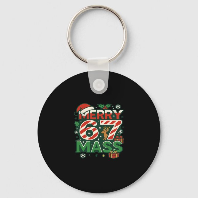 Funny Meme Merry 67 M Candy Cane Christmas Numbers Nyckelring (Framsida)