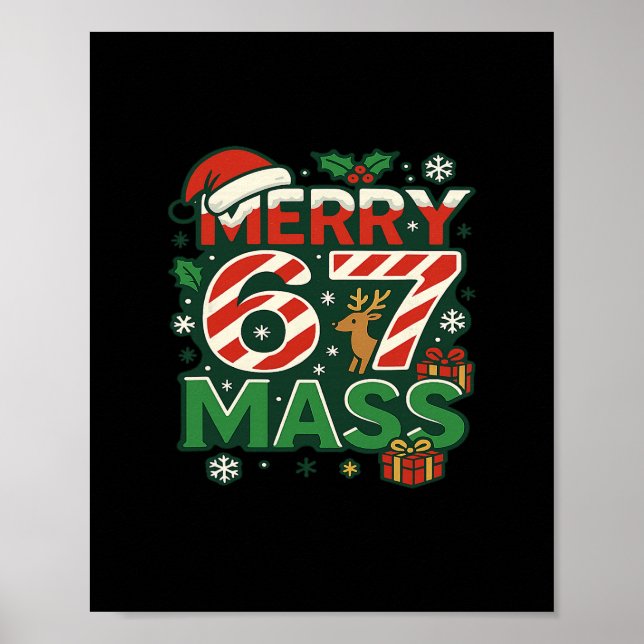 Funny Meme Merry 67 M Candy Cane Christmas Numbers Poster (Framsidan)