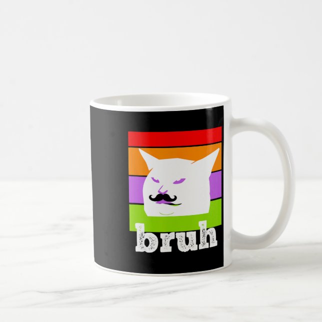 Funny Meme säger Bruh with cat-cinco De Mayo-mexi Kaffemugg (Höger)