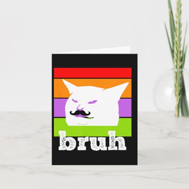 Funny Meme säger Bruh with cat-cinco De Mayo-mexi Kort (Framsida)