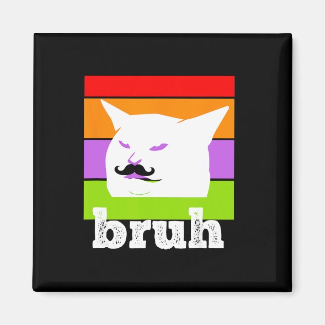 Funny Meme säger Bruh with cat-cinco De Mayo-mexi Magnet (Framsidan)