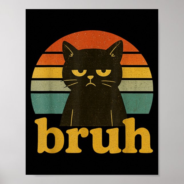 Funny Meme Saying Bruh Retro Cat  Poster (Framsidan)