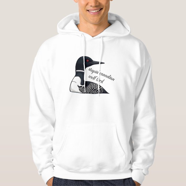 Funny Meme Stupid Canadian Wolf Bird Hoodie (Framsida)
