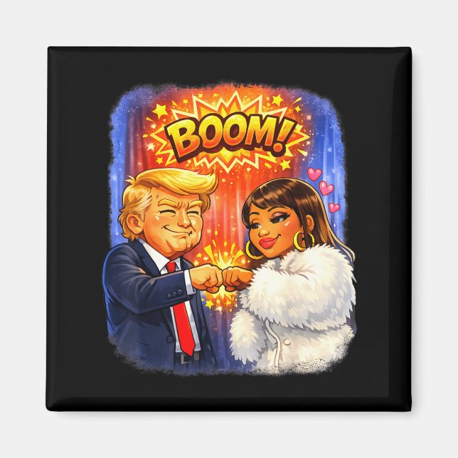 Funny meme trump &amp; nicki high five for fun  magnet (Framsidan)