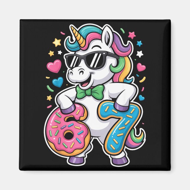Funny Meme Unicorn Girls Kids Six Seven 6-7 Brainr Magnet (Framsidan)