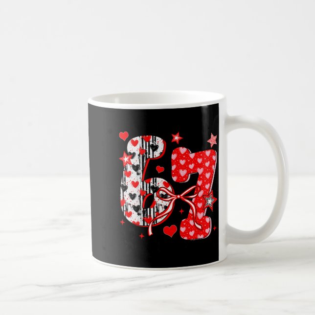 Funny Meme Valentine Six Seven 67 Valentines Heart Kaffemugg (Höger)