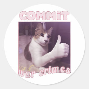 Funny Meme Vintage Commit Krig Crimes Cat Runt Klistermärke