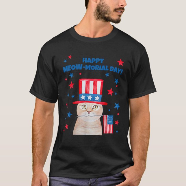 Funny Memorial Day Cat MEOWMorial Day  T Shirt (Framsida)