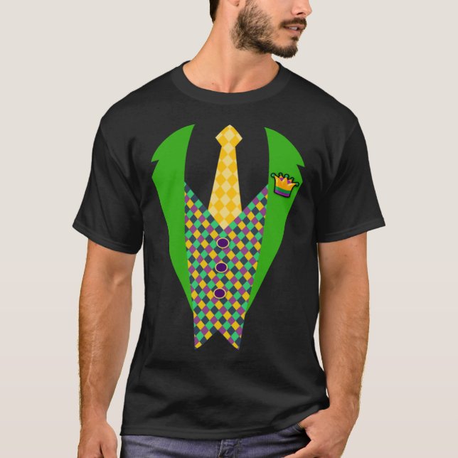 Funny Men's Mardi Gras Shirt Tuxedo Costume For Fa T Shirt (Framsida)