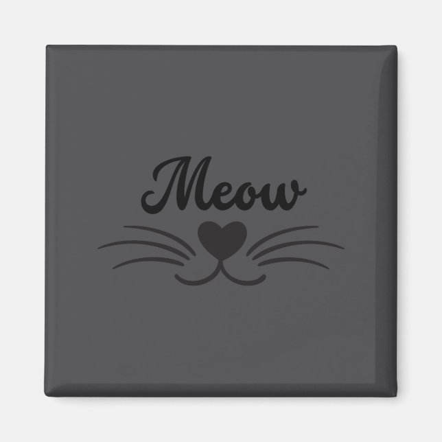 Funny Meow Kitty Cat Mustache And Whisker  Magnet (Framsidan)
