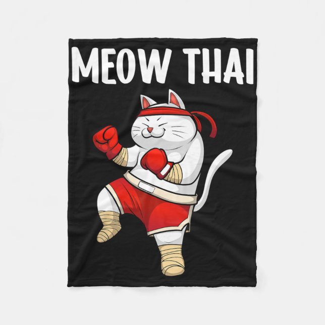 Funny Meow Thai Design För manar Women Muay Thai B Fleecefilt (Framsidan)