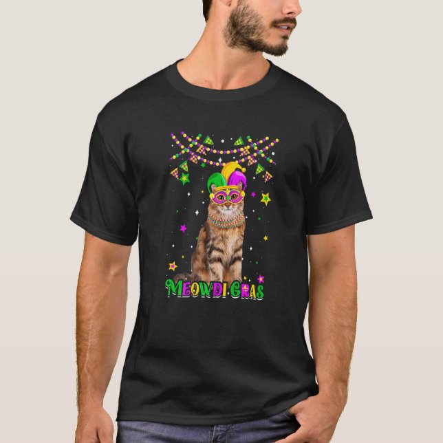 Funny Meowdi Gras Siberian Cat Mardi Gras Carnival T Shirt (Framsida)
