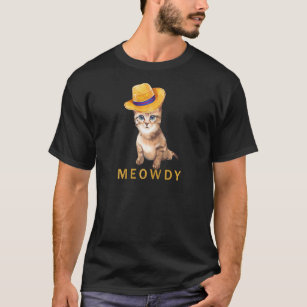 Funny Meowdy Texas Cat Meme Mashup mellan Meow An T Shirt